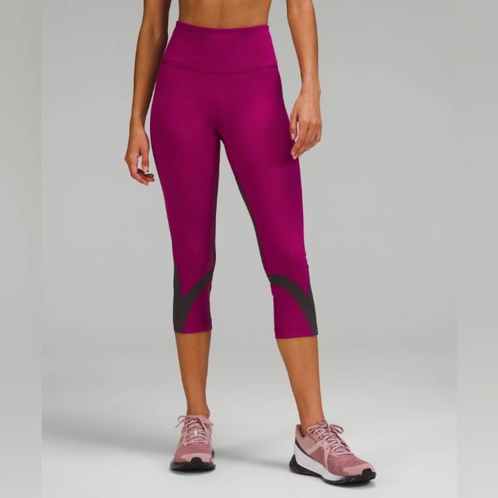 Magenta & black Lulu cropped leggings